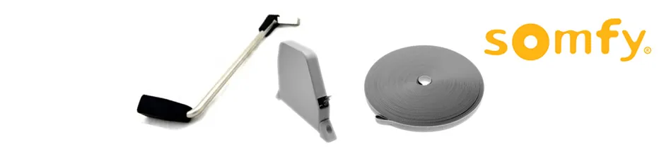 Handbediening met kabel en klem voor zonwering, wit met zwarte handgreep